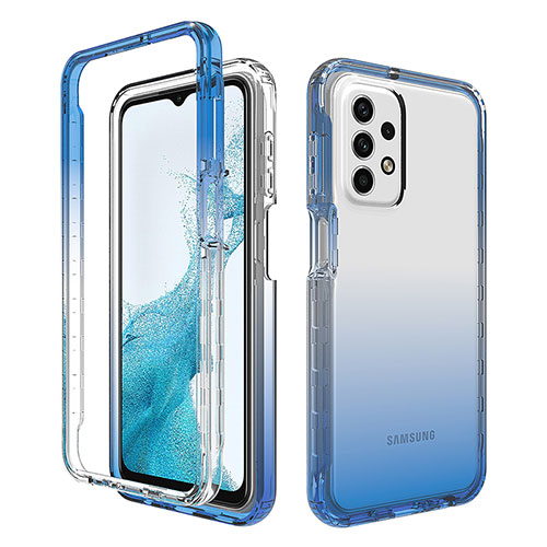 Ultra-thin Transparent Gel Gradient Soft Matte Finish Front and Back Case 360 Degrees Cover for Samsung Galaxy A23 4G Blue