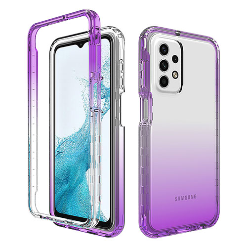 Ultra-thin Transparent Gel Gradient Soft Matte Finish Front and Back Case 360 Degrees Cover for Samsung Galaxy A23 4G Purple