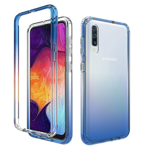 Ultra-thin Transparent Gel Gradient Soft Matte Finish Front and Back Case 360 Degrees Cover for Samsung Galaxy A30S Blue