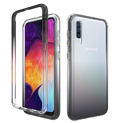 Ultra-thin Transparent Gel Gradient Soft Matte Finish Front and Back Case 360 Degrees Cover for Samsung Galaxy A30S Dark Gray