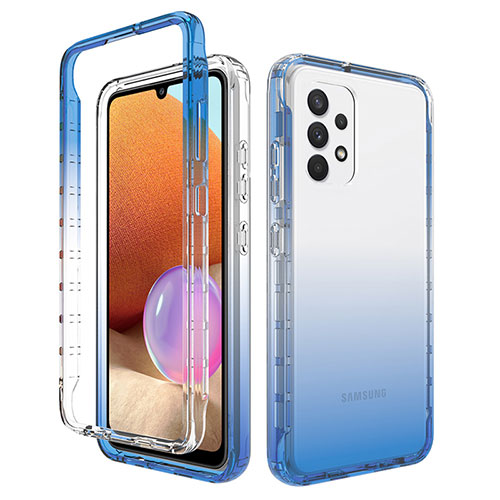 Ultra-thin Transparent Gel Gradient Soft Matte Finish Front and Back Case 360 Degrees Cover for Samsung Galaxy A32 4G Blue