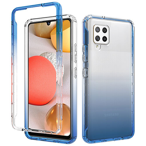 Ultra-thin Transparent Gel Gradient Soft Matte Finish Front and Back Case 360 Degrees Cover for Samsung Galaxy A42 5G Blue