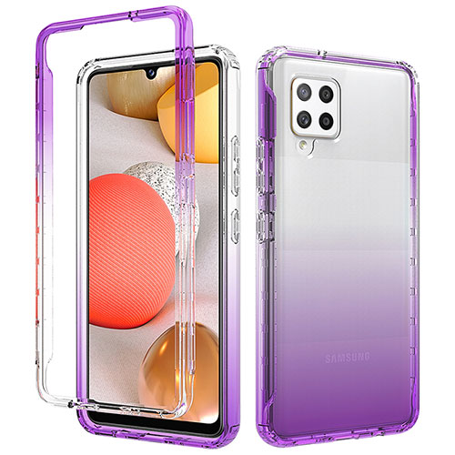 Ultra-thin Transparent Gel Gradient Soft Matte Finish Front and Back Case 360 Degrees Cover for Samsung Galaxy A42 5G Purple