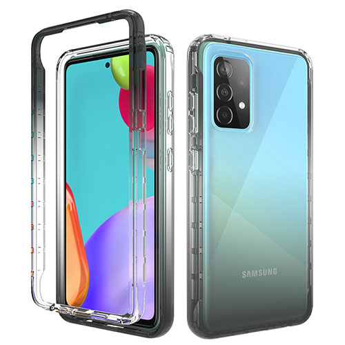 Ultra-thin Transparent Gel Gradient Soft Matte Finish Front and Back Case 360 Degrees Cover for Samsung Galaxy A52s 5G Dark Gray