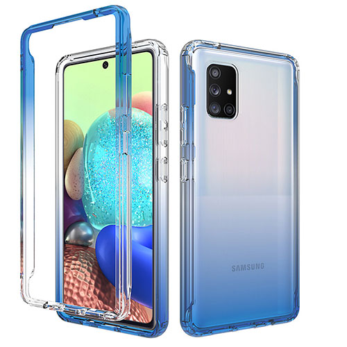 Ultra-thin Transparent Gel Gradient Soft Matte Finish Front and Back Case 360 Degrees Cover for Samsung Galaxy A71 5G Blue