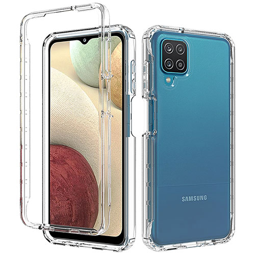 Ultra-thin Transparent Gel Gradient Soft Matte Finish Front and Back Case 360 Degrees Cover for Samsung Galaxy F12 Clear