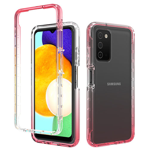 Ultra-thin Transparent Gel Gradient Soft Matte Finish Front and Back Case 360 Degrees Cover for Samsung Galaxy M02s Red