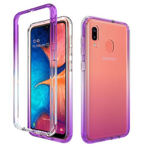 Ultra-thin Transparent Gel Gradient Soft Matte Finish Front and Back Case 360 Degrees Cover for Samsung Galaxy M10S Purple