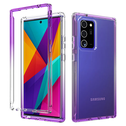 Ultra-thin Transparent Gel Gradient Soft Matte Finish Front and Back Case 360 Degrees Cover for Samsung Galaxy Note 20 Ultra 5G Purple