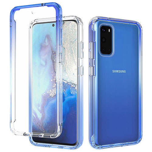 Ultra-thin Transparent Gel Gradient Soft Matte Finish Front and Back Case 360 Degrees Cover for Samsung Galaxy S20 Blue