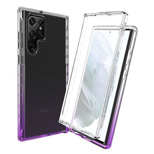 Ultra-thin Transparent Gel Gradient Soft Matte Finish Front and Back Case 360 Degrees Cover for Samsung Galaxy S21 Ultra 5G Purple