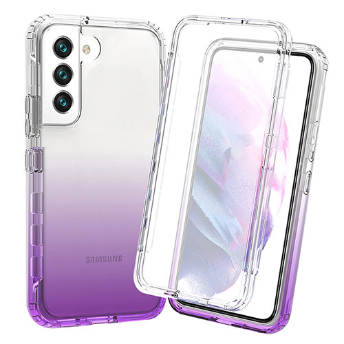 Ultra-thin Transparent Gel Gradient Soft Matte Finish Front and Back Case 360 Degrees Cover for Samsung Galaxy S22 5G Purple