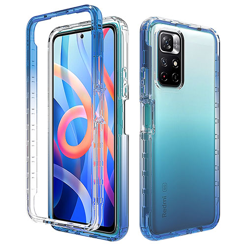 Ultra-thin Transparent Gel Gradient Soft Matte Finish Front and Back Case 360 Degrees Cover for Xiaomi Poco M4 Pro 5G Blue