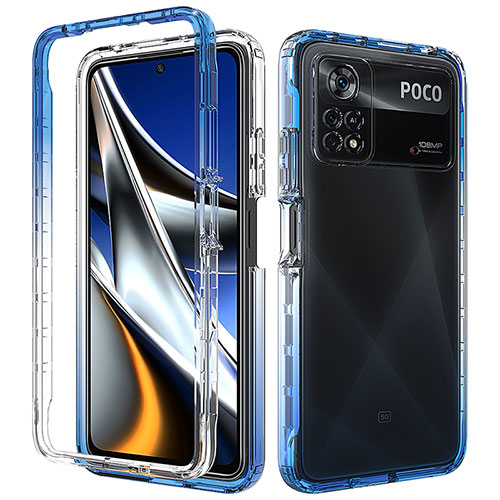 Ultra-thin Transparent Gel Gradient Soft Matte Finish Front and Back Case 360 Degrees Cover for Xiaomi Poco X4 Pro 5G Blue