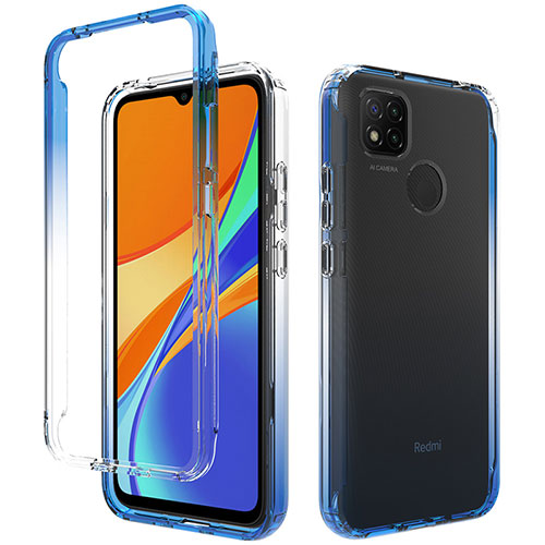 Ultra-thin Transparent Gel Gradient Soft Matte Finish Front and Back Case 360 Degrees Cover for Xiaomi Redmi 9 Activ Dark Gray