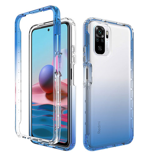 Ultra-thin Transparent Gel Gradient Soft Matte Finish Front and Back Case 360 Degrees Cover for Xiaomi Redmi Note 10S 4G Blue