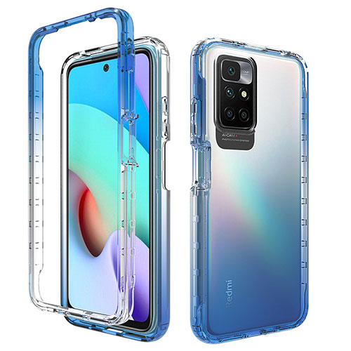 Ultra-thin Transparent Gel Gradient Soft Matte Finish Front and Back Case 360 Degrees Cover for Xiaomi Redmi Note 11 4G (2021) Blue