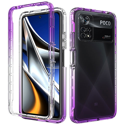 Ultra-thin Transparent Gel Gradient Soft Matte Finish Front and Back Case 360 Degrees Cover for Xiaomi Redmi Note 11E Pro 5G Purple