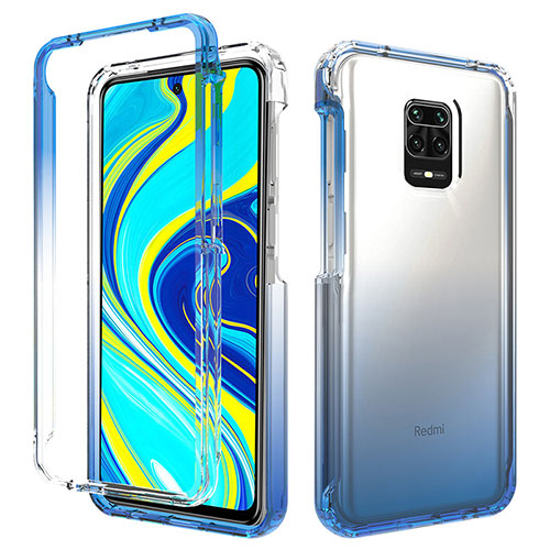 Ultra-thin Transparent Gel Gradient Soft Matte Finish Front and Back Case 360 Degrees Cover for Xiaomi Redmi Note 9 Pro Blue