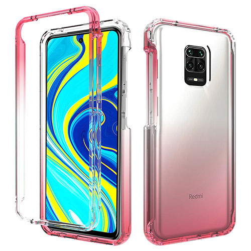 Ultra-thin Transparent Gel Gradient Soft Matte Finish Front and Back Case 360 Degrees Cover for Xiaomi Redmi Note 9 Pro Red