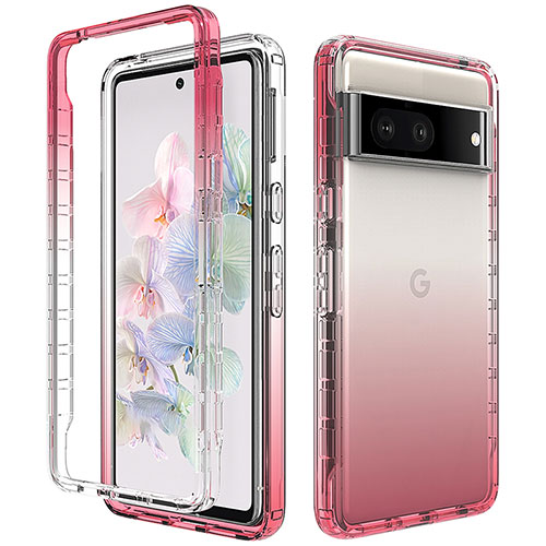 Ultra-thin Transparent Gel Gradient Soft Matte Finish Front and Back Case 360 Degrees Cover JX1 for Google Pixel 7 5G Red