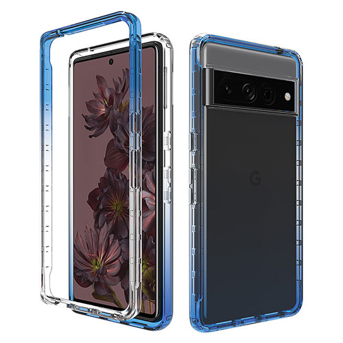 Ultra-thin Transparent Gel Gradient Soft Matte Finish Front and Back Case 360 Degrees Cover JX1 for Google Pixel 7 Pro 5G Blue