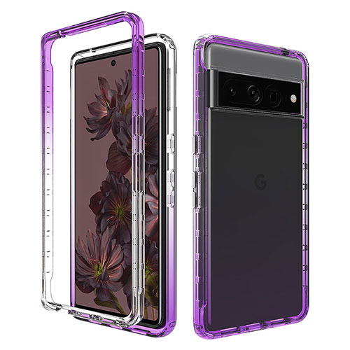 Ultra-thin Transparent Gel Gradient Soft Matte Finish Front and Back Case 360 Degrees Cover JX1 for Google Pixel 7 Pro 5G Purple