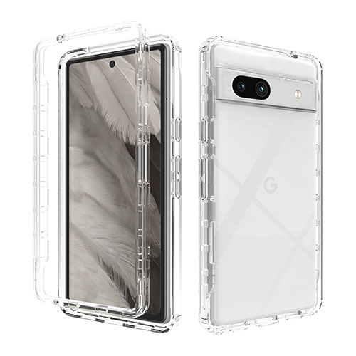 Ultra-thin Transparent Gel Gradient Soft Matte Finish Front and Back Case 360 Degrees Cover JX1 for Google Pixel 7a 5G Clear