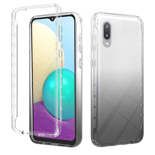 Ultra-thin Transparent Gel Gradient Soft Matte Finish Front and Back Case 360 Degrees Cover JX1 for Samsung Galaxy A02 Black