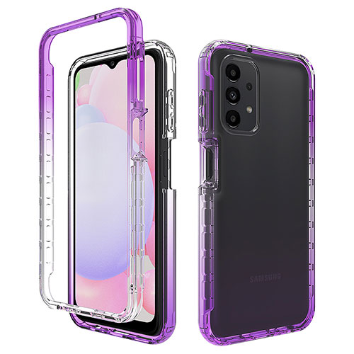 Ultra-thin Transparent Gel Gradient Soft Matte Finish Front and Back Case 360 Degrees Cover JX1 for Samsung Galaxy A13 4G Purple