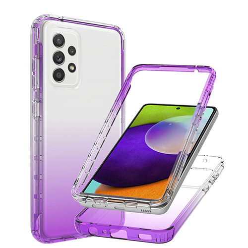 Ultra-thin Transparent Gel Gradient Soft Matte Finish Front and Back Case 360 Degrees Cover JX1 for Samsung Galaxy A52 4G Purple