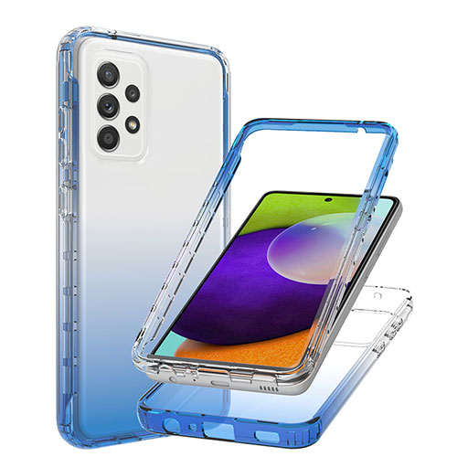Ultra-thin Transparent Gel Gradient Soft Matte Finish Front and Back Case 360 Degrees Cover JX1 for Samsung Galaxy A52s 5G Blue