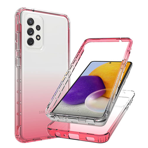 Ultra-thin Transparent Gel Gradient Soft Matte Finish Front and Back Case 360 Degrees Cover JX1 for Samsung Galaxy A72 5G Red