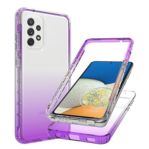 Ultra-thin Transparent Gel Gradient Soft Matte Finish Front and Back Case 360 Degrees Cover JX1 for Samsung Galaxy A73 5G Purple