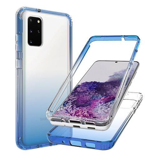 Ultra-thin Transparent Gel Gradient Soft Matte Finish Front and Back Case 360 Degrees Cover JX1 for Samsung Galaxy S20 Plus 5G Blue