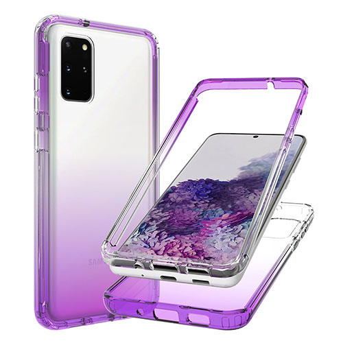 Ultra-thin Transparent Gel Gradient Soft Matte Finish Front and Back Case 360 Degrees Cover JX1 for Samsung Galaxy S20 Plus Purple