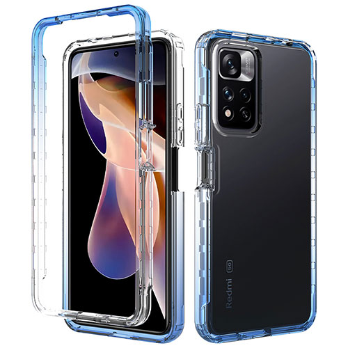 Ultra-thin Transparent Gel Gradient Soft Matte Finish Front and Back Case 360 Degrees Cover JX1 for Xiaomi Poco X4 NFC Blue