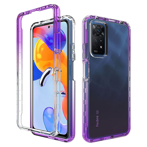 Ultra-thin Transparent Gel Gradient Soft Matte Finish Front and Back Case 360 Degrees Cover JX1 for Xiaomi Redmi Note 11 Pro 4G Purple