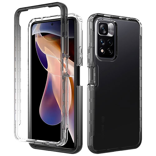 Ultra-thin Transparent Gel Gradient Soft Matte Finish Front and Back Case 360 Degrees Cover JX1 for Xiaomi Redmi Note 11 Pro+ Plus 5G Black