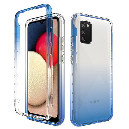 Ultra-thin Transparent Gel Gradient Soft Matte Finish Front and Back Case 360 Degrees Cover JX4 for Samsung Galaxy A02s Blue