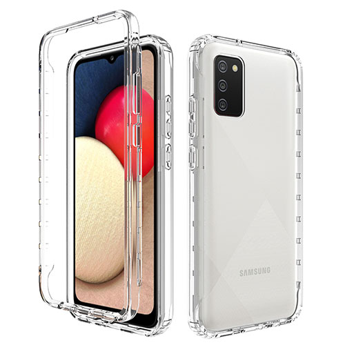 Ultra-thin Transparent Gel Gradient Soft Matte Finish Front and Back Case 360 Degrees Cover JX4 for Samsung Galaxy A02s Clear