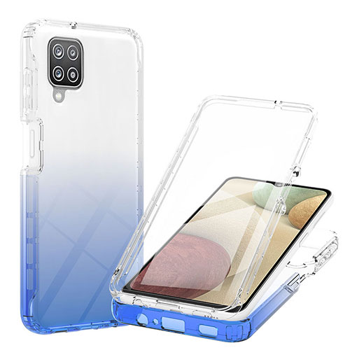 Ultra-thin Transparent Gel Gradient Soft Matte Finish Front and Back Case 360 Degrees Cover YB1 for Samsung Galaxy A12 5G Blue