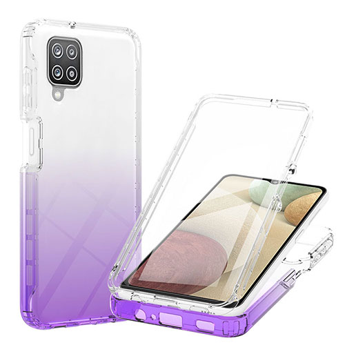 Ultra-thin Transparent Gel Gradient Soft Matte Finish Front and Back Case 360 Degrees Cover YB1 for Samsung Galaxy A12 5G Purple