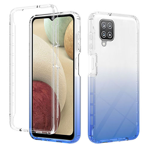 Ultra-thin Transparent Gel Gradient Soft Matte Finish Front and Back Case 360 Degrees Cover YB2 for Samsung Galaxy A12 5G Blue