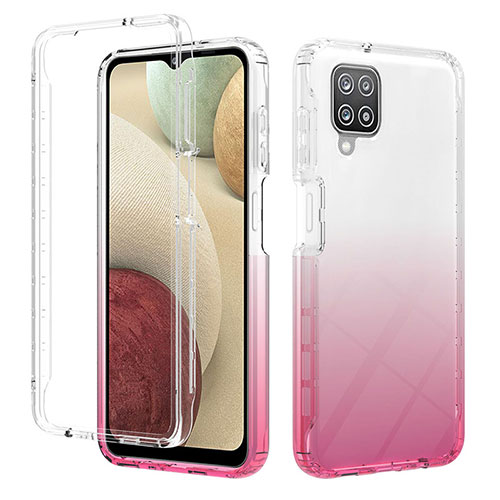 Ultra-thin Transparent Gel Gradient Soft Matte Finish Front and Back Case 360 Degrees Cover YB2 for Samsung Galaxy A12 5G Pink