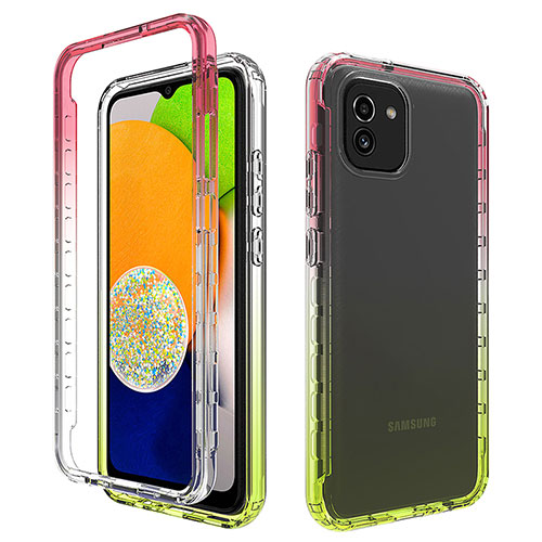 Ultra-thin Transparent Gel Gradient Soft Matte Finish Front and Back Case 360 Degrees Cover ZJ1 for Samsung Galaxy A03 Colorful