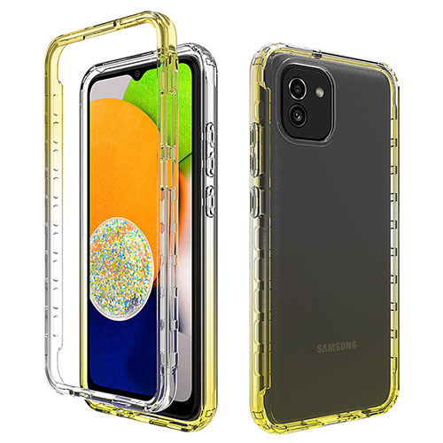 Ultra-thin Transparent Gel Gradient Soft Matte Finish Front and Back Case 360 Degrees Cover ZJ1 for Samsung Galaxy A03 Yellow