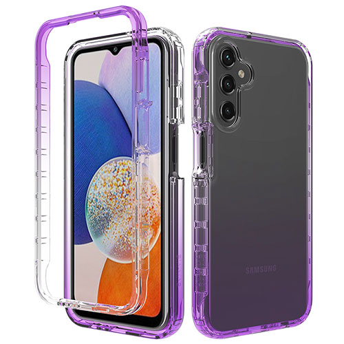 Ultra-thin Transparent Gel Gradient Soft Matte Finish Front and Back Case 360 Degrees Cover ZJ1 for Samsung Galaxy A15 4G Purple