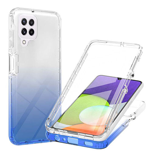 Ultra-thin Transparent Gel Gradient Soft Matte Finish Front and Back Case 360 Degrees Cover ZJ1 for Samsung Galaxy A22 4G Blue