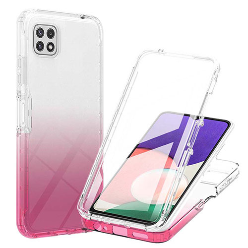 Ultra-thin Transparent Gel Gradient Soft Matte Finish Front and Back Case 360 Degrees Cover ZJ1 for Samsung Galaxy A22 5G Pink